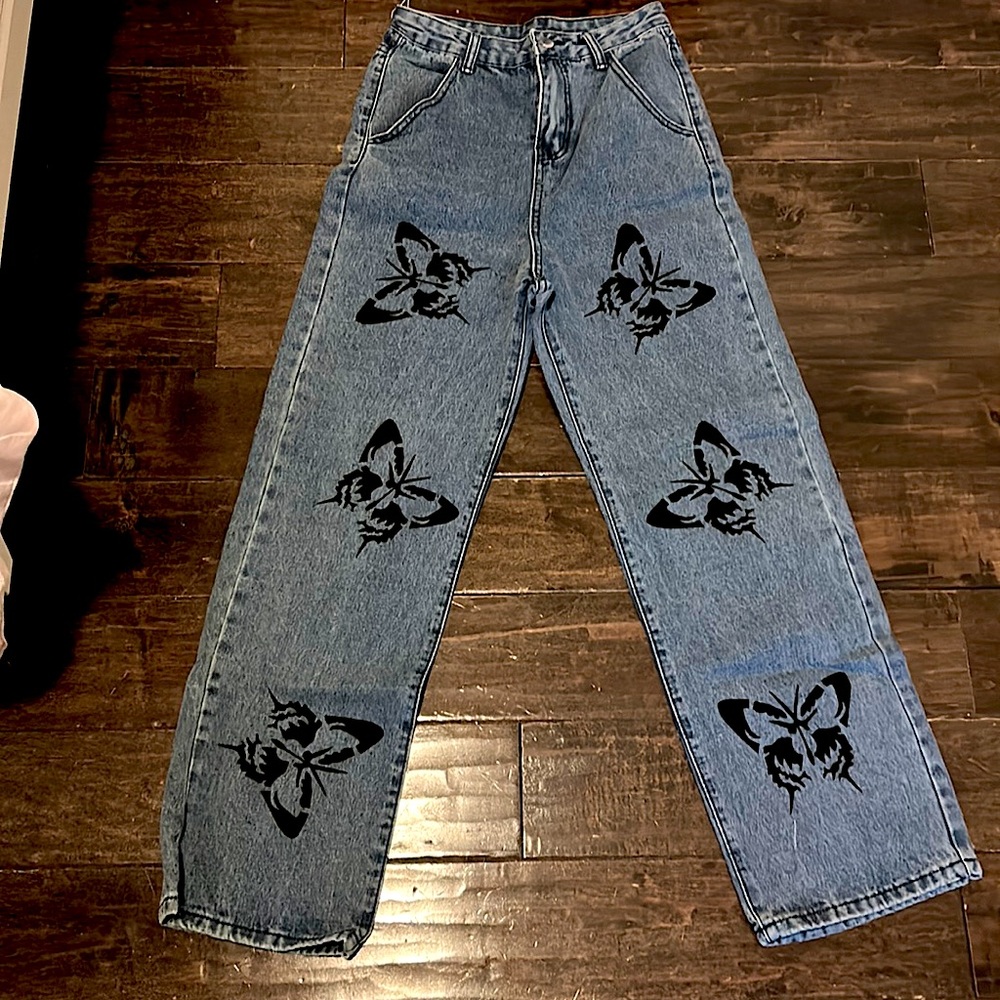 Cute butterfly jeans